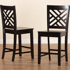 Baxton Studio Caron Modern and Contemporary Transitional Dark Brown Finished Wood 2-Piece Counter Stool Set