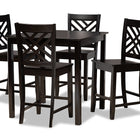 Baxton Studio Caron Modern and Contemporary Dark Brown Finished Wood 5-Piece Pub Set