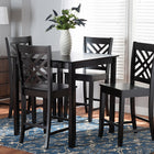 Baxton Studio Caron Modern and Contemporary Dark Brown Finished Wood 5-Piece Pub Set