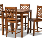 Baxton Studio Caron Modern and Contemporary Walnut Brown Finished Wood 5-Piece Pub Set