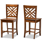 Baxton Studio Caron Modern and Contemporary Transitional Walnut Brown Finished Wood 2-Piece Counter Stool Set