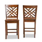 Baxton Studio Caron Modern and Contemporary Transitional Walnut Brown Finished Wood 2-Piece Counter Stool Set