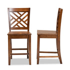 Baxton Studio Caron Modern and Contemporary Transitional Walnut Brown Finished Wood 2-Piece Counter Stool Set