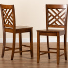 Baxton Studio Caron Modern and Contemporary Transitional Walnut Brown Finished Wood 2-Piece Counter Stool Set