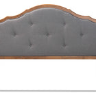 Baxton Studio Gala Vintage Classic Traditional Dark Grey Fabric Upholstered and Walnut Brown Finished Wood Queen Size Arched Headboard