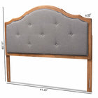 Baxton Studio Gala Vintage Classic Traditional Dark Grey Fabric Upholstered and Walnut Brown Finished Wood Queen Size Arched Headboard