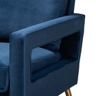 Baxton Studio Leland Glam and Luxe Navy Blue Velvet Fabric Upholstered and Gold Finished Armchair
