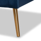 Baxton Studio Leland Glam and Luxe Navy Blue Velvet Fabric Upholstered and Gold Finished Armchair