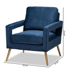 Baxton Studio Leland Glam and Luxe Navy Blue Velvet Fabric Upholstered and Gold Finished Armchair