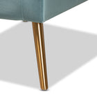Baxton Studio Leland Glam and Luxe Light Blue Velvet Fabric Upholstered and Gold Finished Armchair