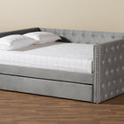 Baxton Studio Larkin Modern and Contemporary Grey Velvet Fabric Upholstered Queen Size Daybed with Trundle