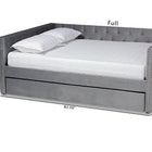 Baxton Studio Larkin Modern and Contemporary Grey Velvet Fabric Upholstered Queen Size Daybed with Trundle