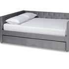 Baxton Studio Larkin Modern and Contemporary Grey Velvet Fabric Upholstered Queen Size Daybed with Trundle