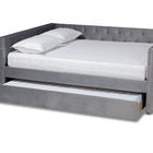 Baxton Studio Larkin Modern and Contemporary Grey Velvet Fabric Upholstered Queen Size Daybed with Trundle