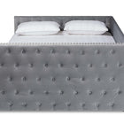 Baxton Studio Larkin Modern and Contemporary Grey Velvet Fabric Upholstered Queen Size Daybed with Trundle