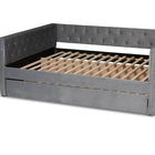 Baxton Studio Larkin Modern and Contemporary Grey Velvet Fabric Upholstered Queen Size Daybed with Trundle