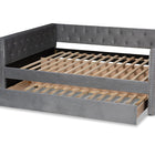 Baxton Studio Larkin Modern and Contemporary Grey Velvet Fabric Upholstered Queen Size Daybed with Trundle