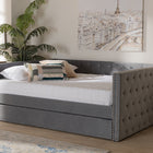Baxton Studio Larkin Modern and Contemporary Grey Velvet Fabric Upholstered Queen Size Daybed with Trundle