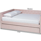 Baxton Studio Larkin Modern and Contemporary Pink Velvet Fabric Upholstered Full Size Daybed with Trundle