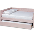 Baxton Studio Larkin Modern and Contemporary Pink Velvet Fabric Upholstered Full Size Daybed with Trundle