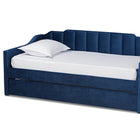Baxton Studio Lennon Modern and Contemporary Navy Blue Velvet Fabric Upholstered Twin Size Daybed with Trundle