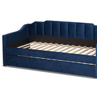 Baxton Studio Lennon Modern and Contemporary Navy Blue Velvet Fabric Upholstered Twin Size Daybed with Trundle