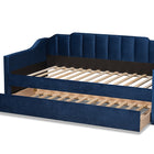 Baxton Studio Lennon Modern and Contemporary Navy Blue Velvet Fabric Upholstered Twin Size Daybed with Trundle