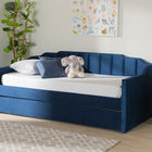 Baxton Studio Lennon Modern and Contemporary Navy Blue Velvet Fabric Upholstered Twin Size Daybed with Trundle