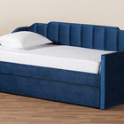 Baxton Studio Lennon Modern and Contemporary Navy Blue Velvet Fabric Upholstered Twin Size Daybed with Trundle