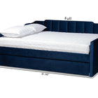 Baxton Studio Lennon Modern and Contemporary Navy Blue Velvet Fabric Upholstered Queen Size Daybed with Trundle