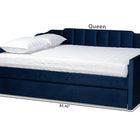 Baxton Studio Lennon Modern and Contemporary Navy Blue Velvet Fabric Upholstered Queen Size Daybed with Trundle