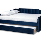 Baxton Studio Lennon Modern and Contemporary Navy Blue Velvet Fabric Upholstered Queen Size Daybed with Trundle