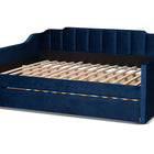 Baxton Studio Lennon Modern and Contemporary Navy Blue Velvet Fabric Upholstered Queen Size Daybed with Trundle