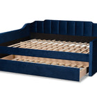 Baxton Studio Lennon Modern and Contemporary Navy Blue Velvet Fabric Upholstered Full Size Daybed with Trundle