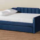 Baxton Studio Lennon Modern and Contemporary Navy Blue Velvet Fabric Upholstered Full Size Daybed with Trundle