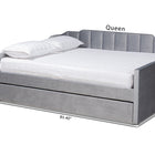 Baxton Studio Lennon Modern and Contemporary Grey Velvet Fabric Upholstered Full Size Daybed with Trundle