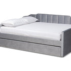 Baxton Studio Lennon Modern and Contemporary Grey Velvet Fabric Upholstered Full Size Daybed with Trundle