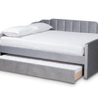 Baxton Studio Lennon Modern and Contemporary Grey Velvet Fabric Upholstered Full Size Daybed with Trundle