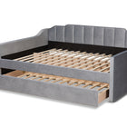 Baxton Studio Lennon Modern and Contemporary Grey Velvet Fabric Upholstered Full Size Daybed with Trundle