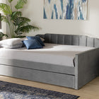 Baxton Studio Lennon Modern and Contemporary Grey Velvet Fabric Upholstered Full Size Daybed with Trundle