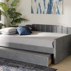 Baxton Studio Lennon Modern and Contemporary Grey Velvet Fabric Upholstered Full Size Daybed with Trundle