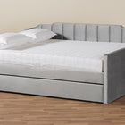 Baxton Studio Lennon Modern and Contemporary Grey Velvet Fabric Upholstered Full Size Daybed with Trundle