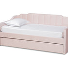 Baxton Studio Lennon Modern and Contemporary Pink Velvet Fabric Upholstered Twin Size Daybed with Trundle