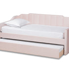 Baxton Studio Lennon Modern and Contemporary Pink Velvet Fabric Upholstered Twin Size Daybed with Trundle