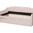 Baxton Studio Lennon Modern and Contemporary Pink Velvet Fabric Upholstered Twin Size Daybed with Trundle