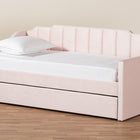 Baxton Studio Lennon Modern and Contemporary Pink Velvet Fabric Upholstered Twin Size Daybed with Trundle