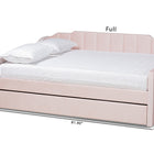 Baxton Studio Lennon Modern and Contemporary Pink Velvet Fabric Upholstered Full Size Daybed with Trundle