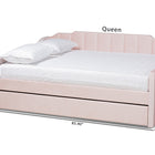 Baxton Studio Lennon Modern and Contemporary Pink Velvet Fabric Upholstered Full Size Daybed with Trundle