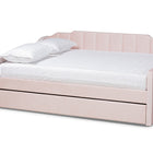Baxton Studio Lennon Modern and Contemporary Pink Velvet Fabric Upholstered Full Size Daybed with Trundle