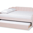 Baxton Studio Lennon Modern and Contemporary Pink Velvet Fabric Upholstered Full Size Daybed with Trundle